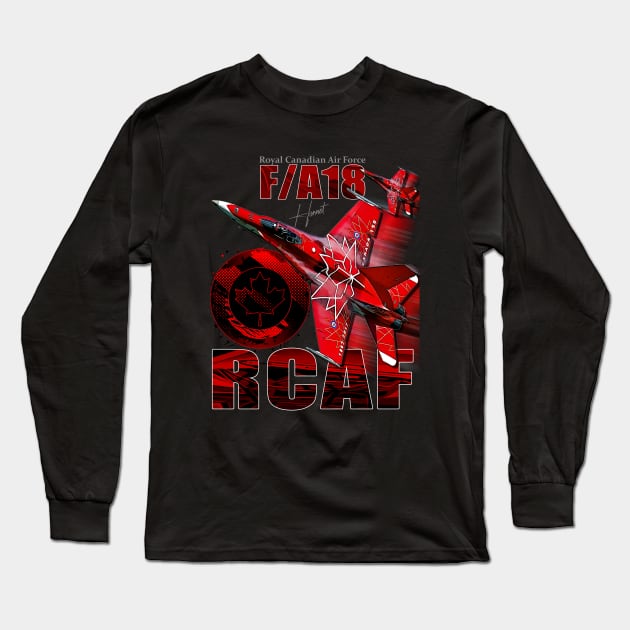 RCAF F18 Hornet Fighterjet Long Sleeve T-Shirt by aeroloversclothing